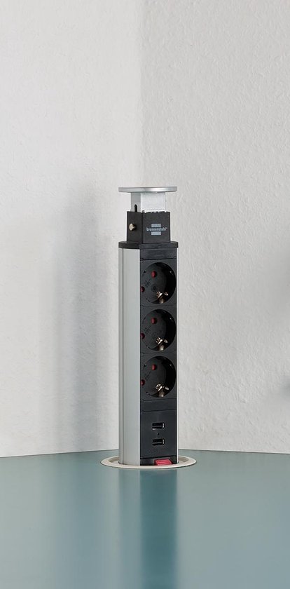 Brennenstuhl 1396200013 Stekkerdoostoren 3-voudig Aluminium, Randaarde stekker 1 stuk(s) - Zwart