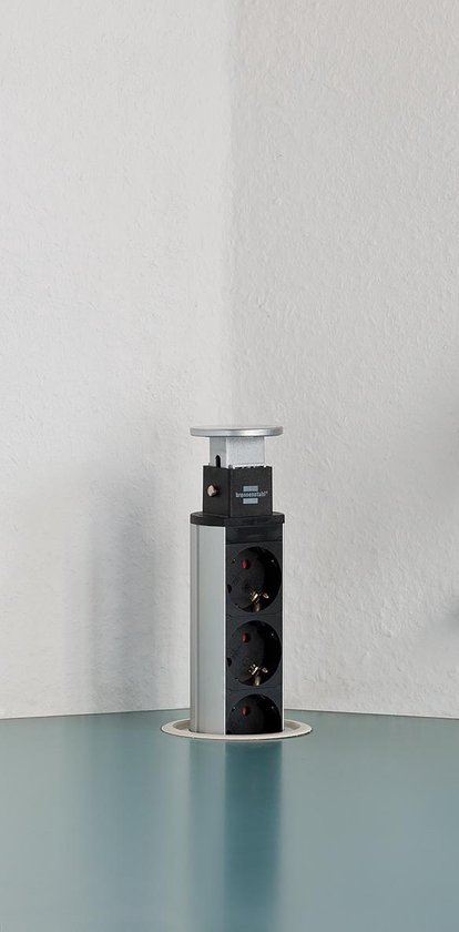 Brennenstuhl 1396200013 Stekkerdoostoren 3-voudig Aluminium, Randaarde stekker 1 stuk(s) - Zwart