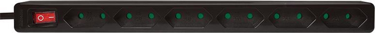 LogiLink LPS232B Stekkerdoos met schakelaar 6-voudig Eurostekker 1 stuk(s) - Zwart