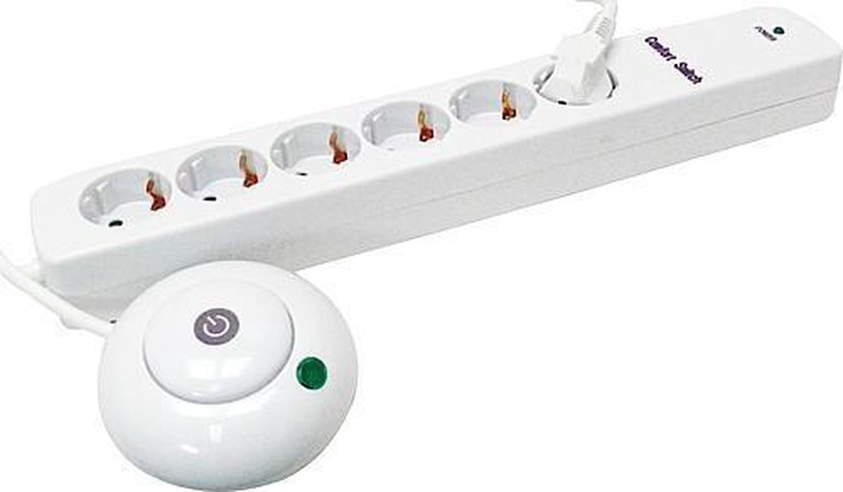 Rev 00251201 Stekkerdoos met schakelaar 6-voudig Randaarde stekker 1 stuk(s) - Wit