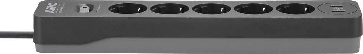 Schneider Electric PME5U2B-GR Overspanningsveilige stekkerdoos Randaarde stekker 1 stuk(s) - Zwart