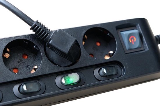 Brennenstuhl 1153110116 Stekkerdoos met schakelaar 6-voudig Randaarde stekker 1 stuk(s) - Zwart