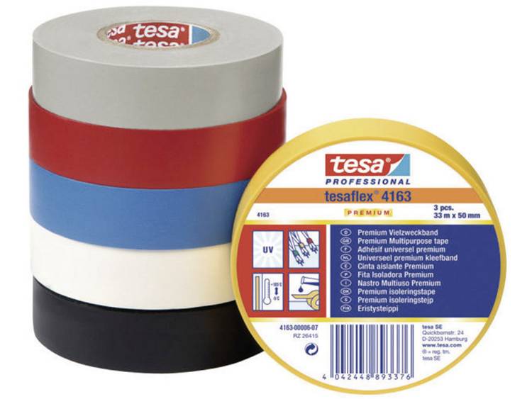 Tesa 4163-03-02 4163-03-02 Isolatietape flex Premium (l x b) 33 m x 12 mm 33 m - Zwart