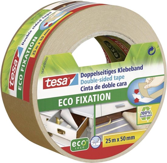 Tesa 56452 56452-00 Dubbelzijdige tape ECO FIXAtION (l x b) 25 m x 50 mm 25 m