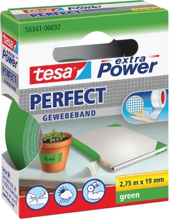 Tesa 56341-32-2 Textieltape Extra Power (l x b) 2.75 m x 19 mm 2.75 m - Groen