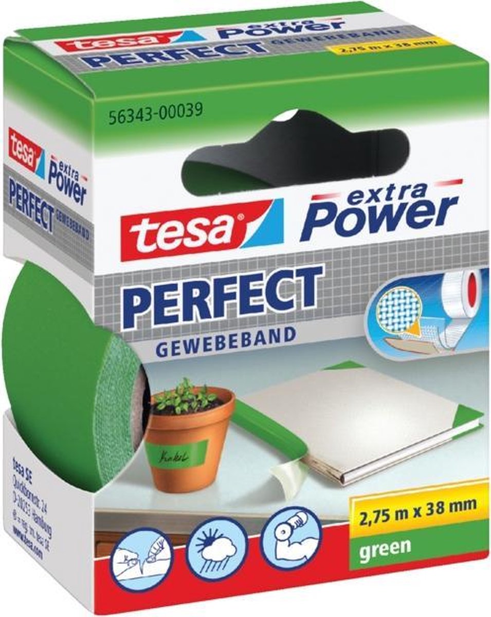 Tesa 56343-39-2 Textieltape Extra Power (l x b) 2.75 m x 38 mm 2.75 m - Groen