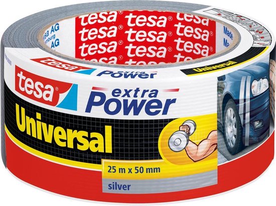 Tesa 56388-00000-09 56388-00000-09 Textieltape Extra Power Zilver (l x b) 25 m x 50 mm 25 m - Gris