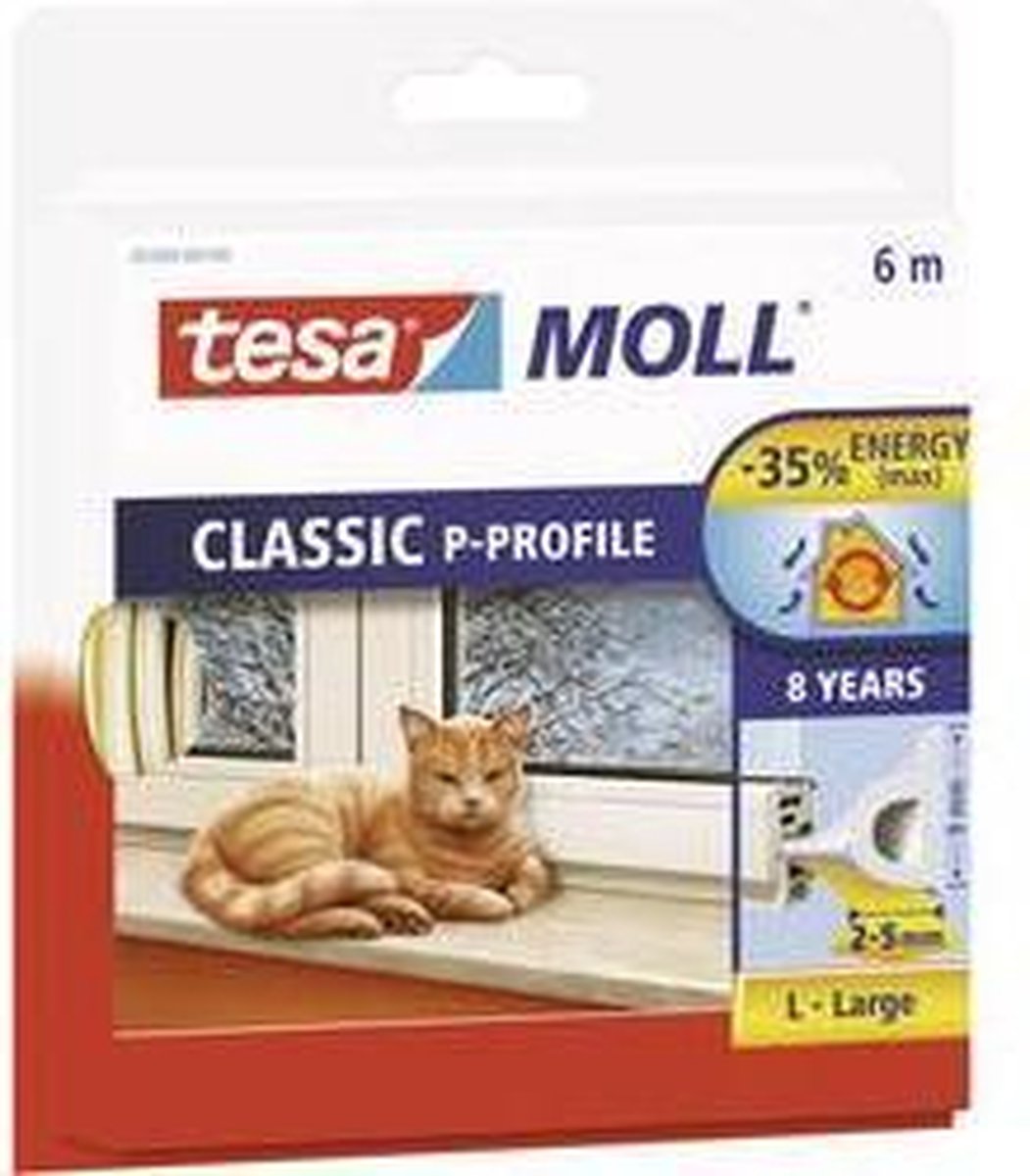 Tesa 05390-00100-00 05390-00100-00 Afdichtingstape moll (l x b) 6 m x 9 mm 6 m - Wit
