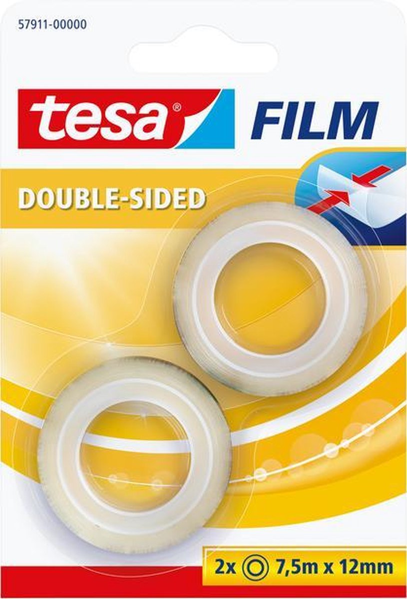 Tesa 57911 57911 Dubbelzijdige tape film Transparant (l x b) 7.5 m x 12 mm 2 stuk(s)
