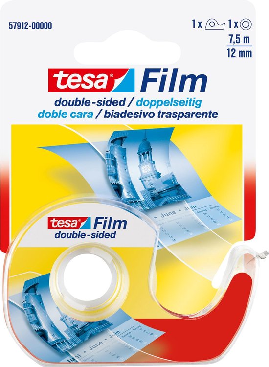 Tesa 57912 57912 Dubbelzijdige tape film Transparant (l x b) 7.5 m x 12 mm 7.5 m - Wit