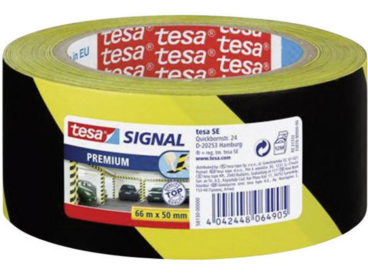 Tesa 58130-00-00 58130-00-00 Markeringstape Geel, (l x b) 66 m x 50 mm 66 m - Zwart