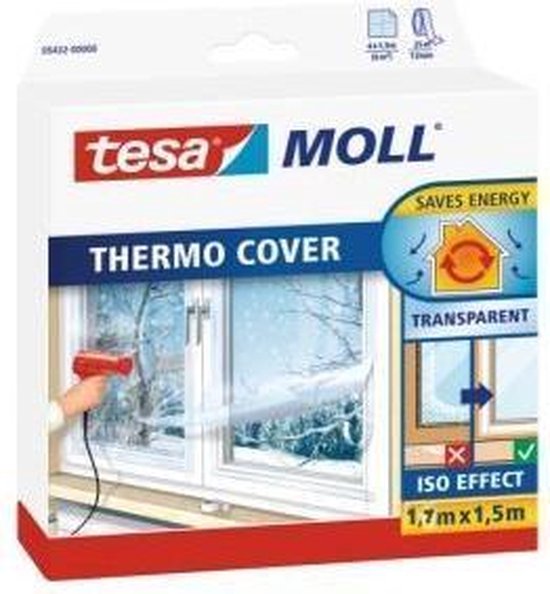 Tesa 05430-00 Isoleerfolie geschikt voor enkel glas moll thermo Cover Transparant (l x b) 1.7 m x 1.5 m 1.7 m