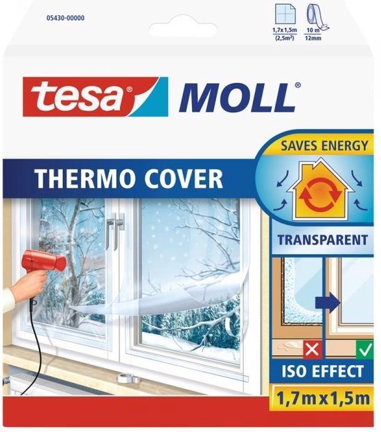 Tesa 05430-00 Isoleerfolie geschikt voor enkel glas moll thermo Cover Transparant (l x b) 1.7 m x 1.5 m 1.7 m