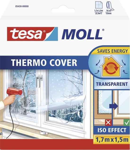 Tesa 05430-00 Isoleerfolie geschikt voor enkel glas moll thermo Cover Transparant (l x b) 1.7 m x 1.5 m 1.7 m