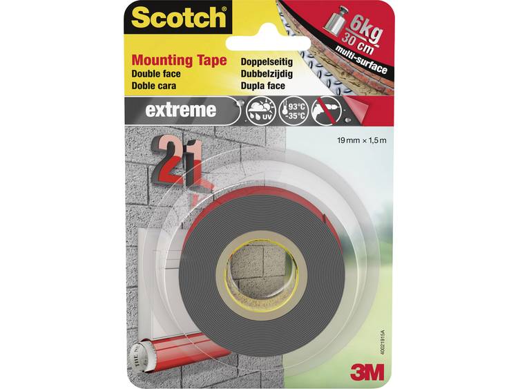 3M™ 40021915 Montagetape Scotch (l x b) 1.5 m x 19 mm 1.5 m - Gris