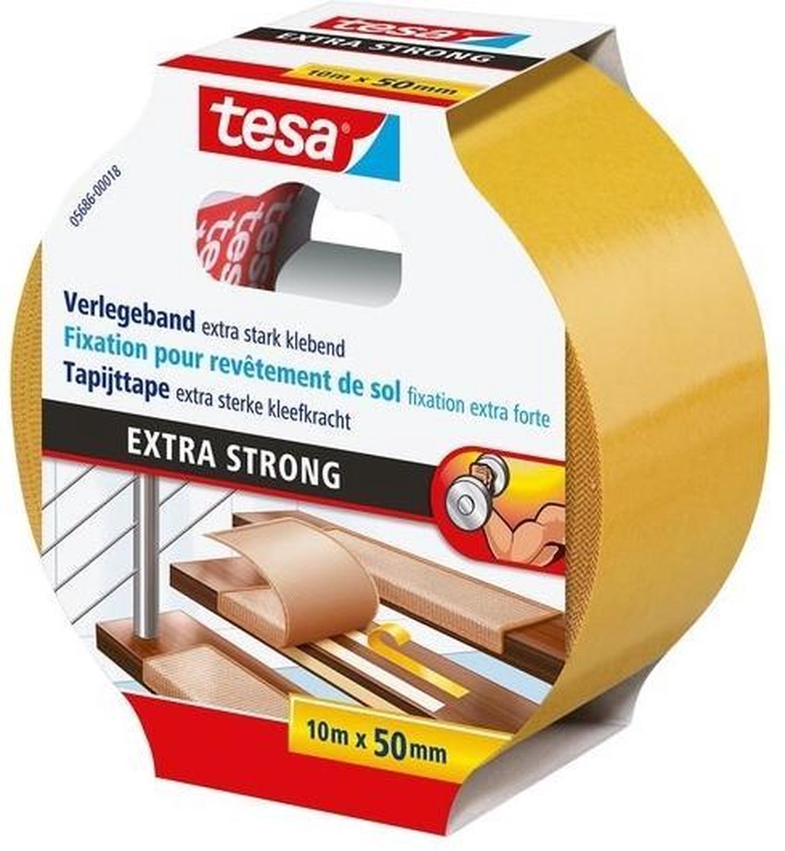 Tesa 05686-18 05686-18 Bevestigingstape (l x b) 10 m x 50 mm 10 m - Oranje