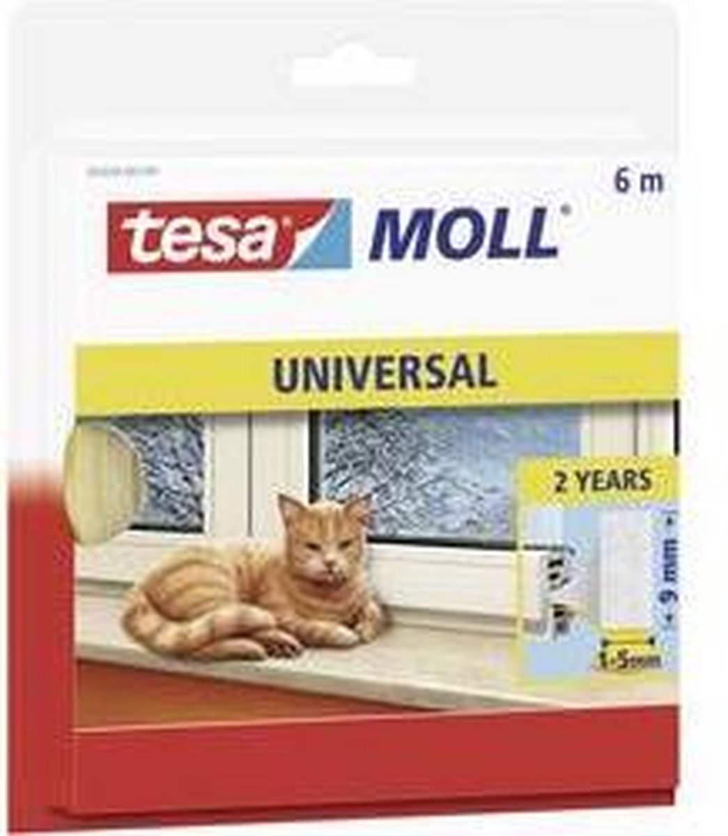 Tesa 05428-100 05428-100 Afdichtingstape moll (l x b) 6 m x 9 mm 6 m - Wit