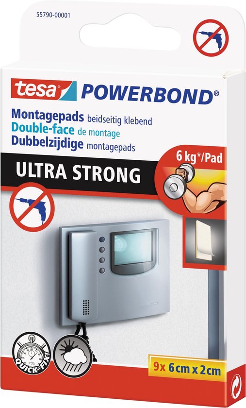 Tesa 55790-01 55790-01 Dubbelzijdige kleefpads POWERBOND (l x b) 60 mm x 20 mm 1 stuk(s)