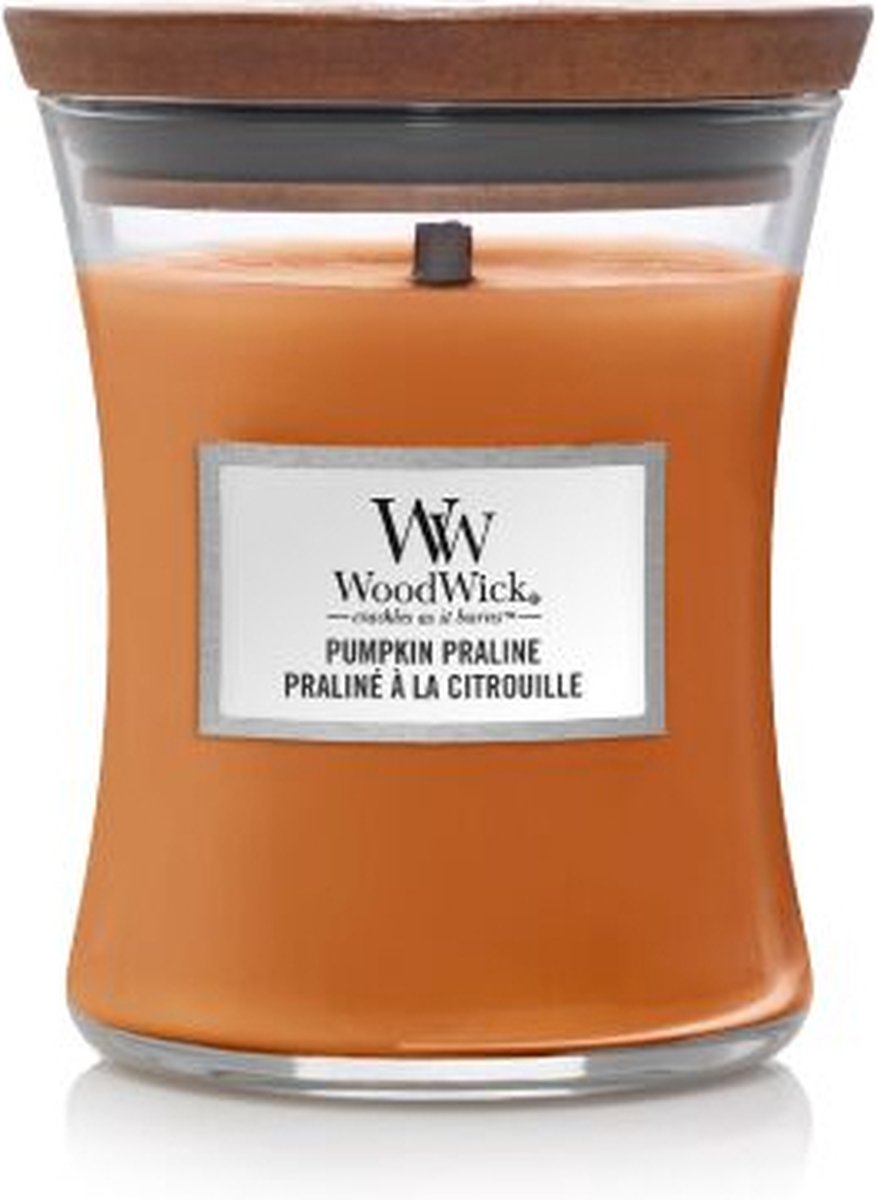 Woodwick Kaars Medium Pumpkin Praline - 11 Cm / ø 10 Cm - Oranje