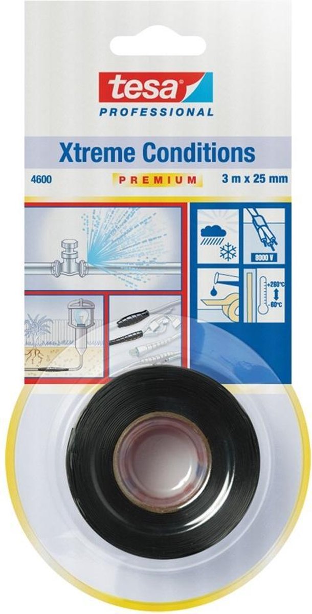 Tesa 4600-01-00 4600-01-00 Afdichtingstape Xtreme Conditions Premium (l x b) 3 m x 25 mm 3 m - Zwart