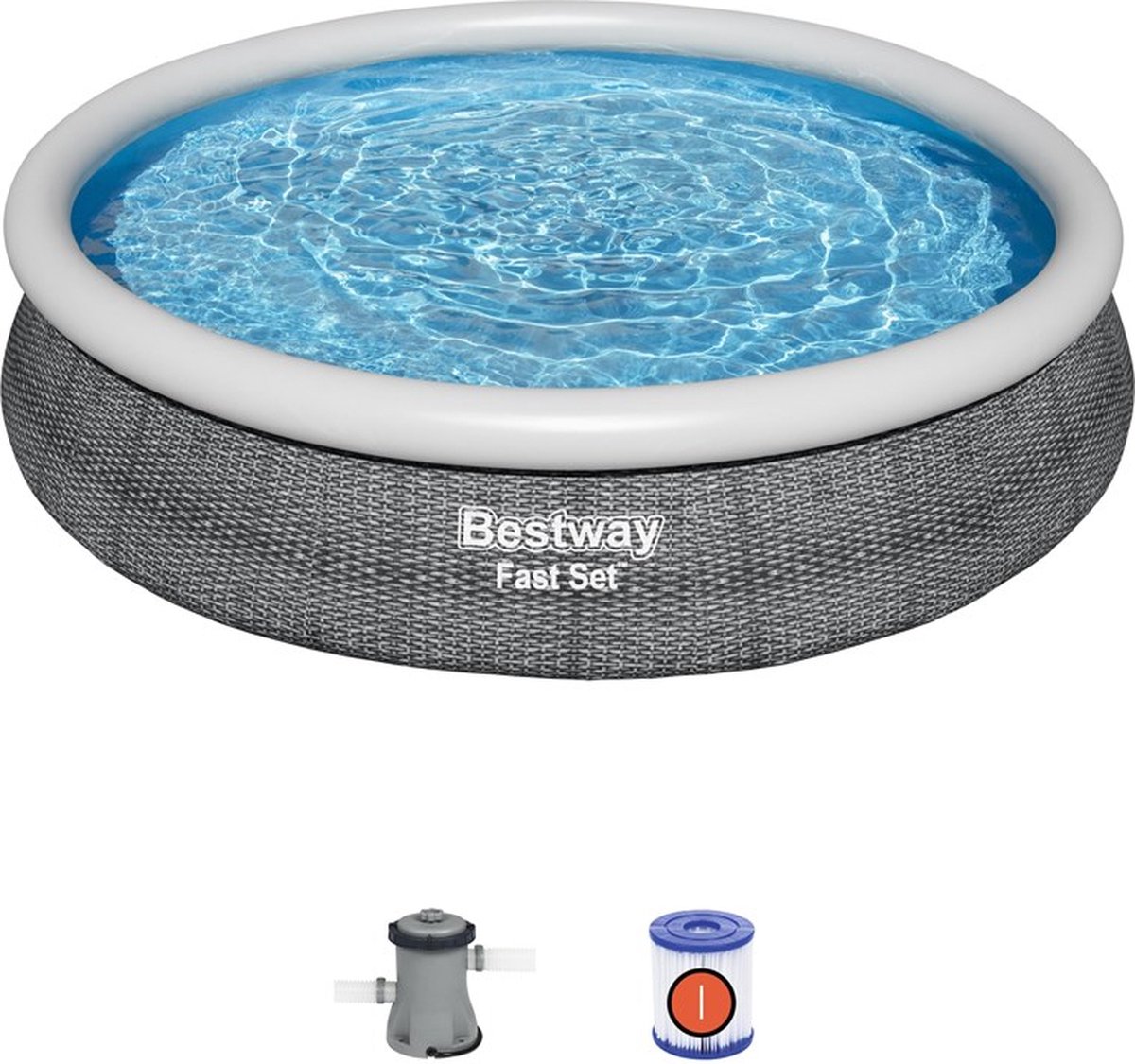 Bestway Zwembad Fast Set Set Rond Rotan 366 - Gris