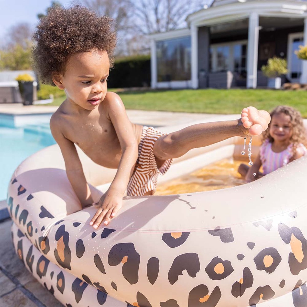 Swim Essentials Opblaas Zwembad Panterprint Beige - 211 X 132 X 46 Cm