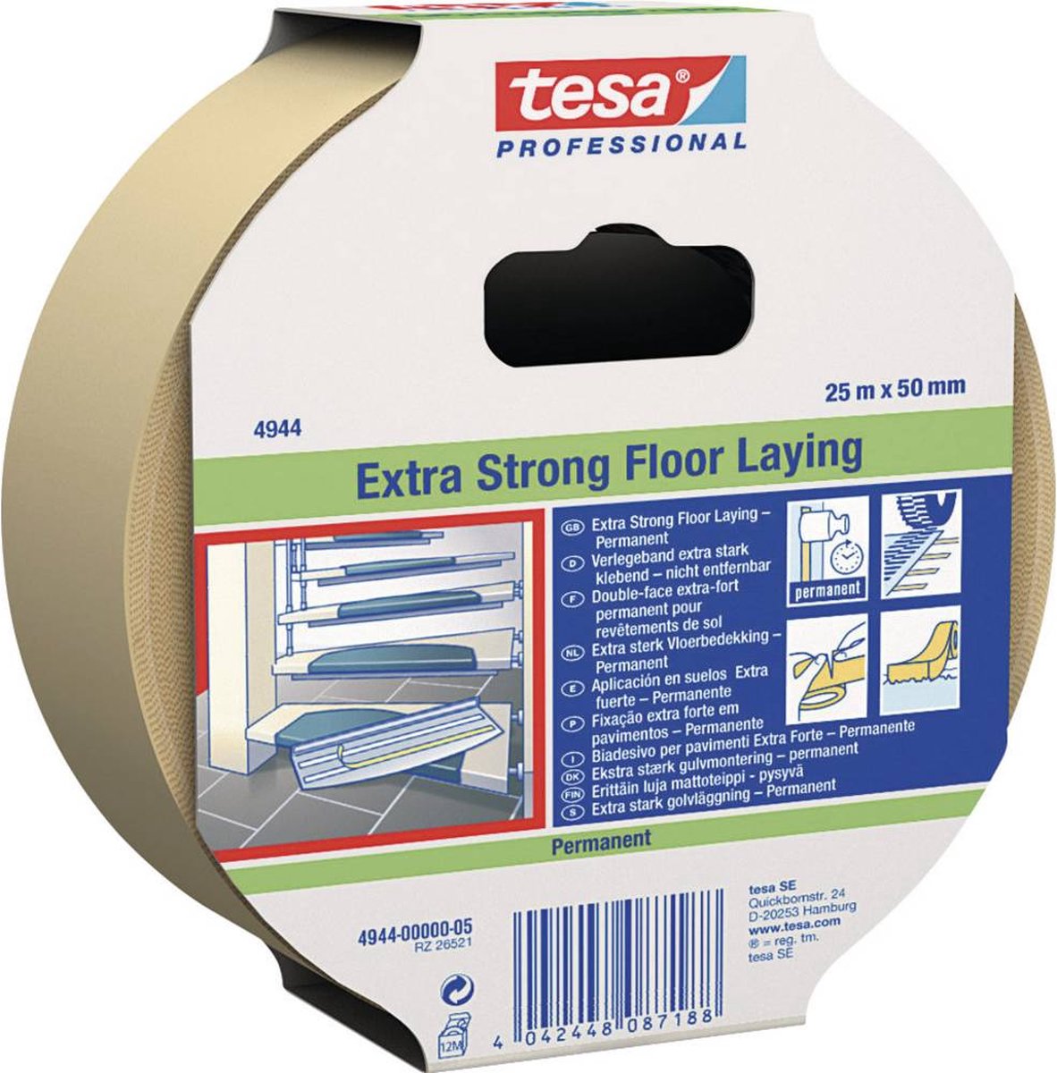 Tesa 4944-2-5 4944-2-5 Dubbelzijdige tape fix 4944 (l x b) 10 m x 50 mm 10 m - Wit