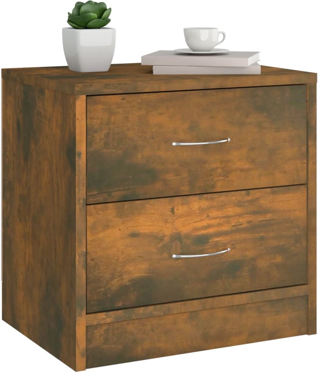 Vidaxl Nachtkastje 40x30x40 Cm Bewerkt Hout Gerookt Eikenkleurig - Bruin