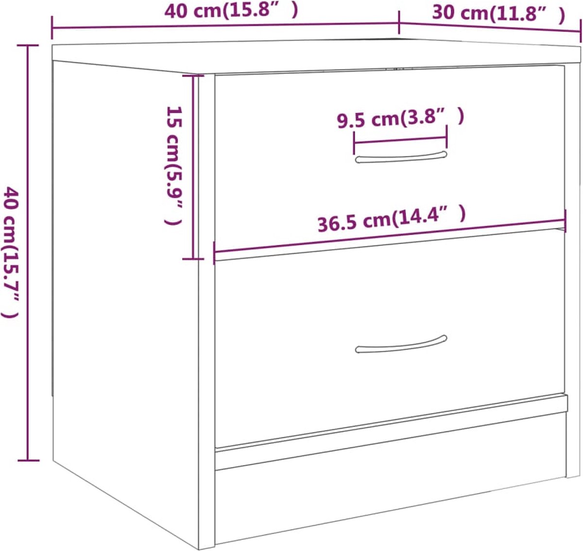 Vidaxl Nachtkastje 40x30x40 Cm Bewerkt Hout Gerookt Eikenkleurig - Bruin