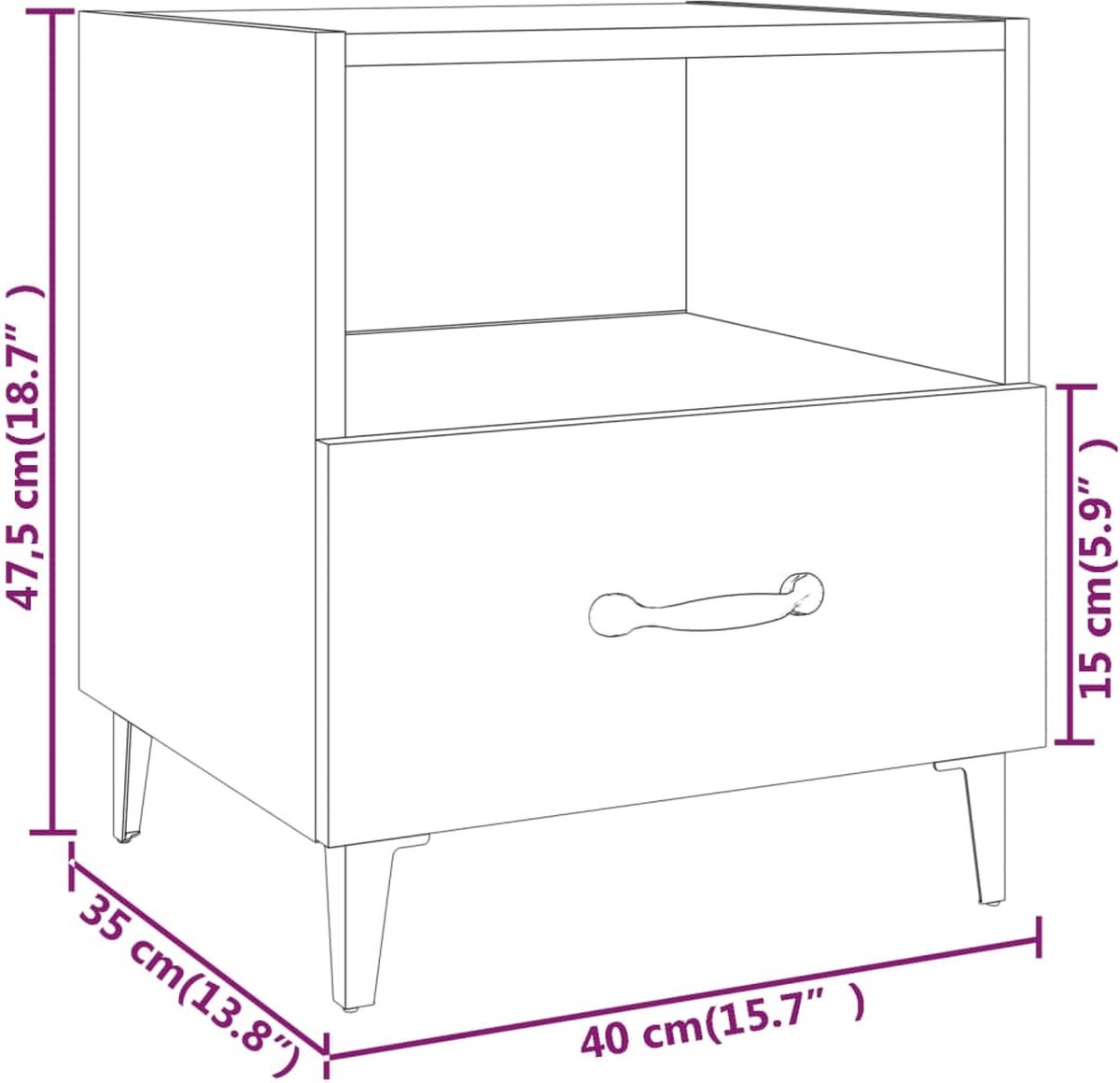 Vidaxl Nachtkastje Bewerkt Hout Sonoma Eikenkleurig - Bruin