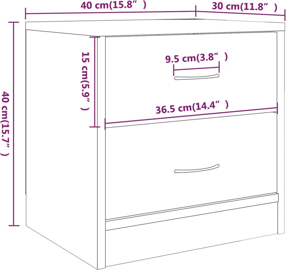 Vidaxl Nachtkastje 40x30x40 Cm Bewerkt Houteikenkleurig - Bruin