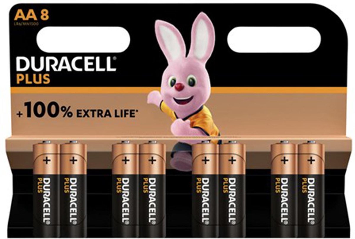 Duracell Batterij Plus 100% Aa, Blister Van 8 Stuks