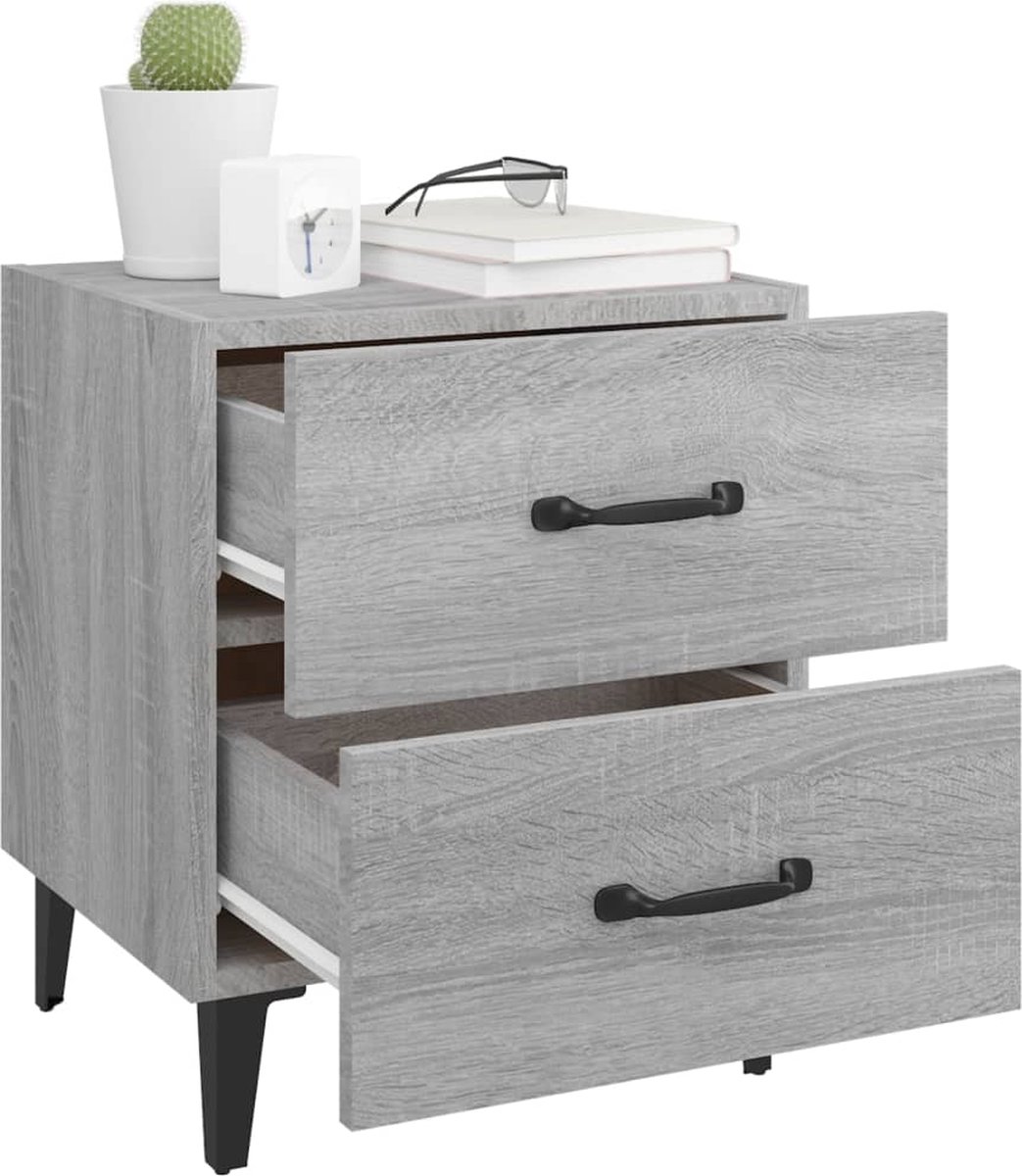 Vidaxl Nachtkastje 40x35x47,5 Cm Sonoma Eikenkleurig - Grijs