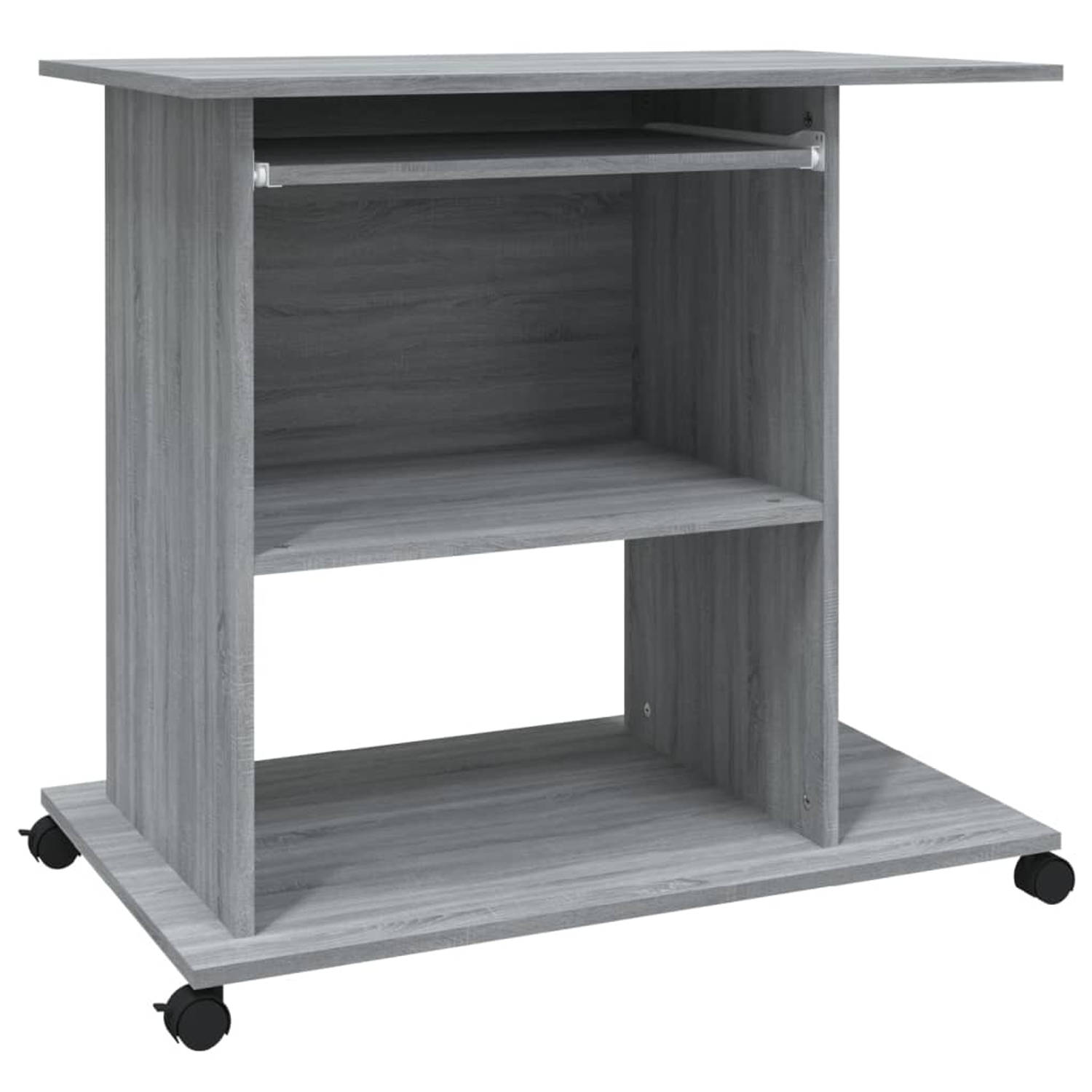 Vidaxl Computerbureau 80x50x75 Cm Bewerkt Hout Sonoma Eikenkleur - Grijs