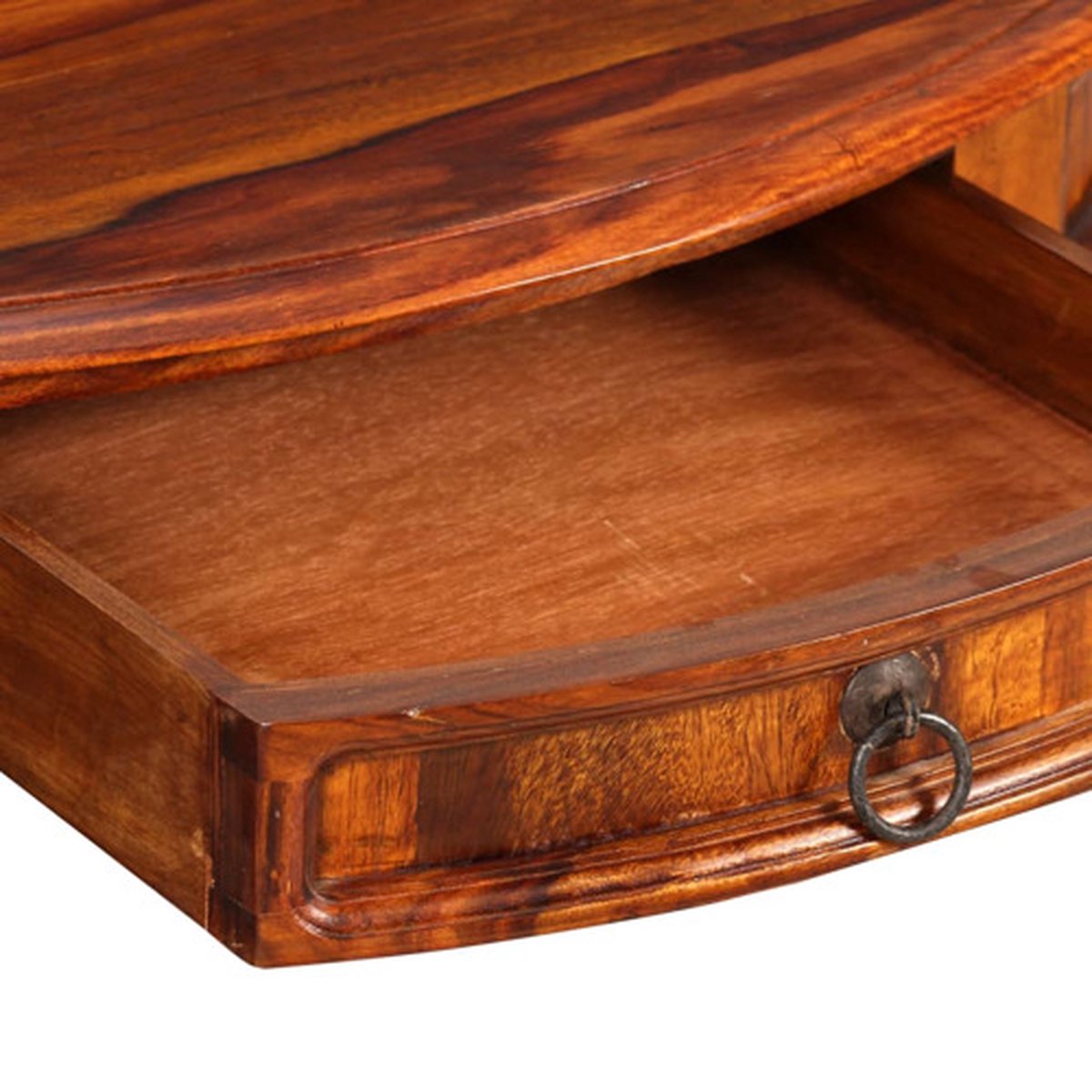 Vidaxl Wandtafel Halfrond 90x40x76 Cm Massief Sheeshamhout - Bruin