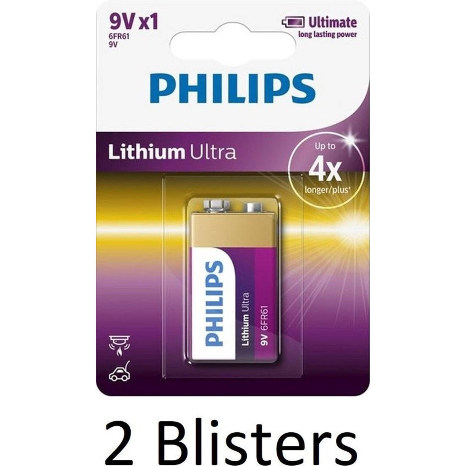 Philips 2 Stuks (2 Blisters A 1 St) 9v Lithium Ultra Batterij