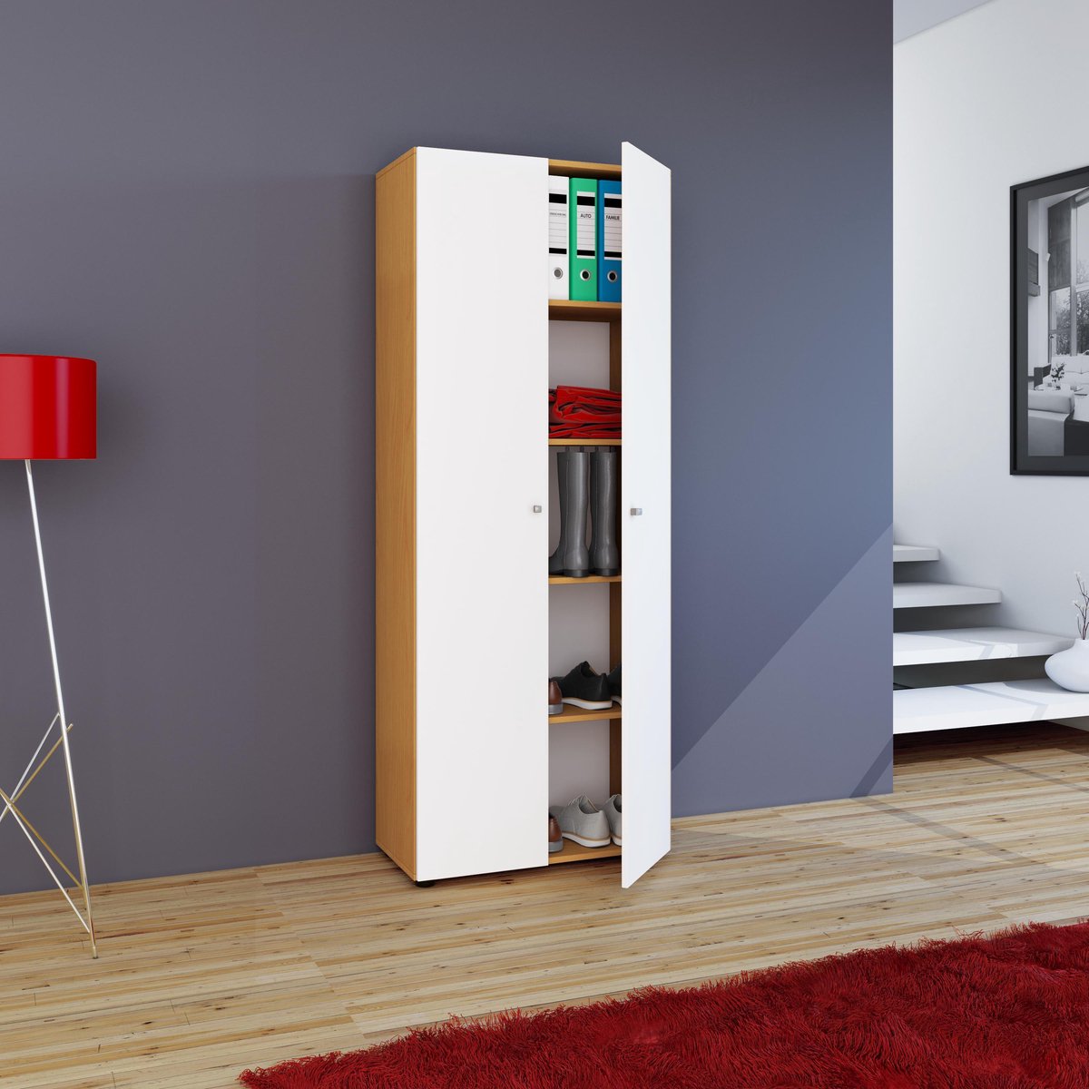 Vandol Ikombi Universele Kast 2 Deuren Beuken Decor,wit.