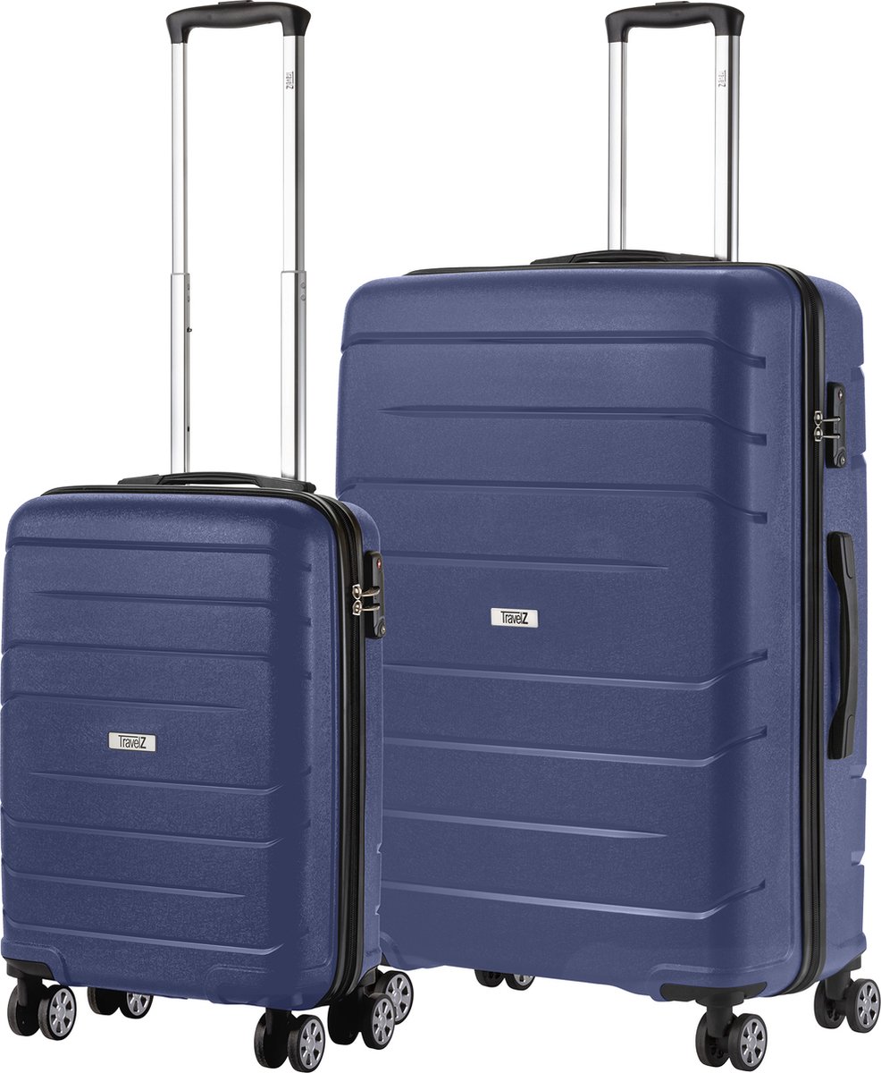 TRAVELZ Big Bars Kofferset Trolleyset 2-delig Handbagage + Groot - Blauw