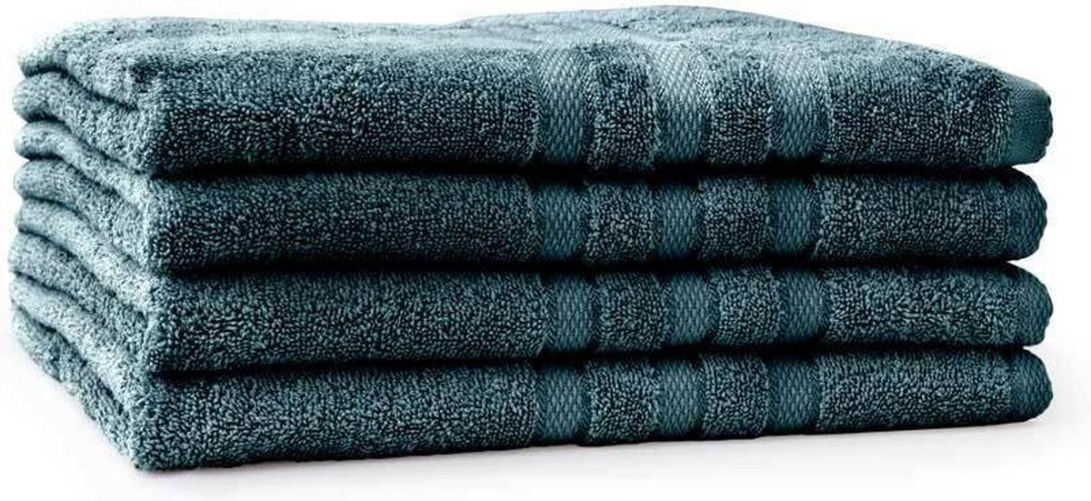 Linnick Pure Douchelaken 70x140cm - Petrol - Set Van 4 - Blauw