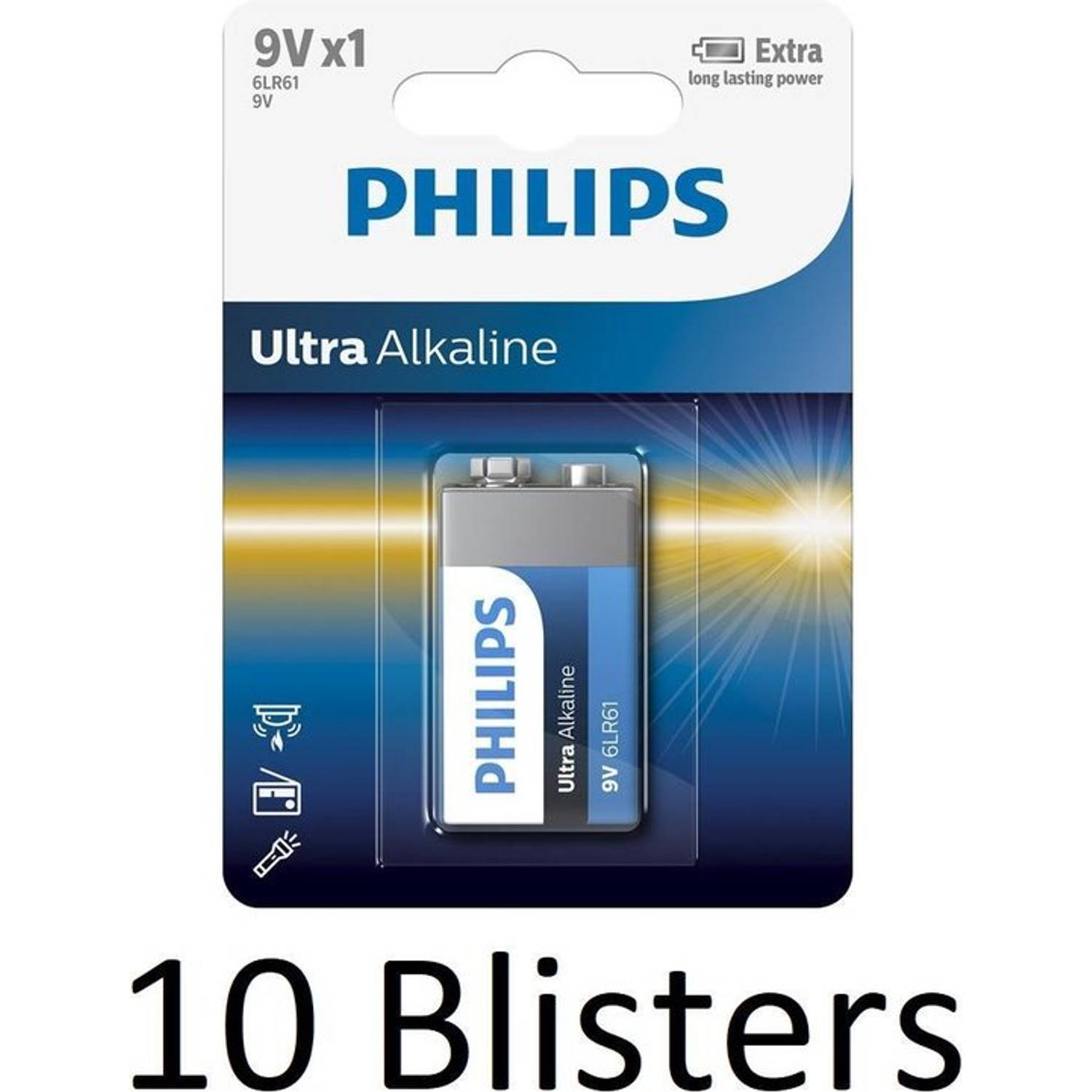 Philips 10 Stuks (10 Blisters A 1 St) Ultra Alkaline 9v