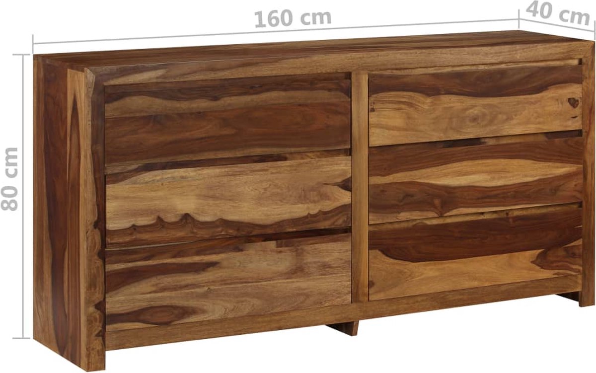 Vidaxl Ladekast 160x40x80 Cm Massief Sheeshamhout - Bruin
