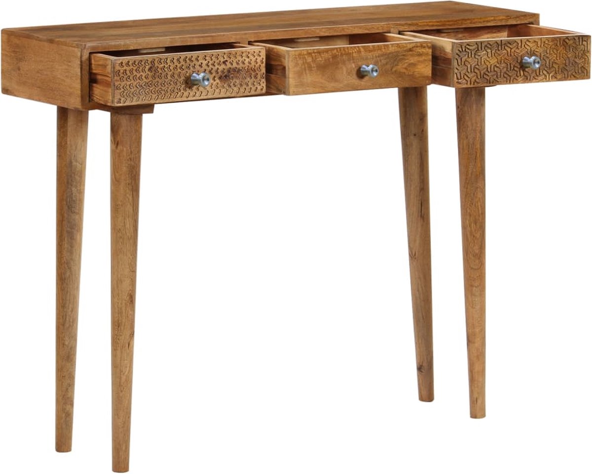 Vidaxl Wandtafel 102x30x79 Cm Massief Mangohout - Bruin