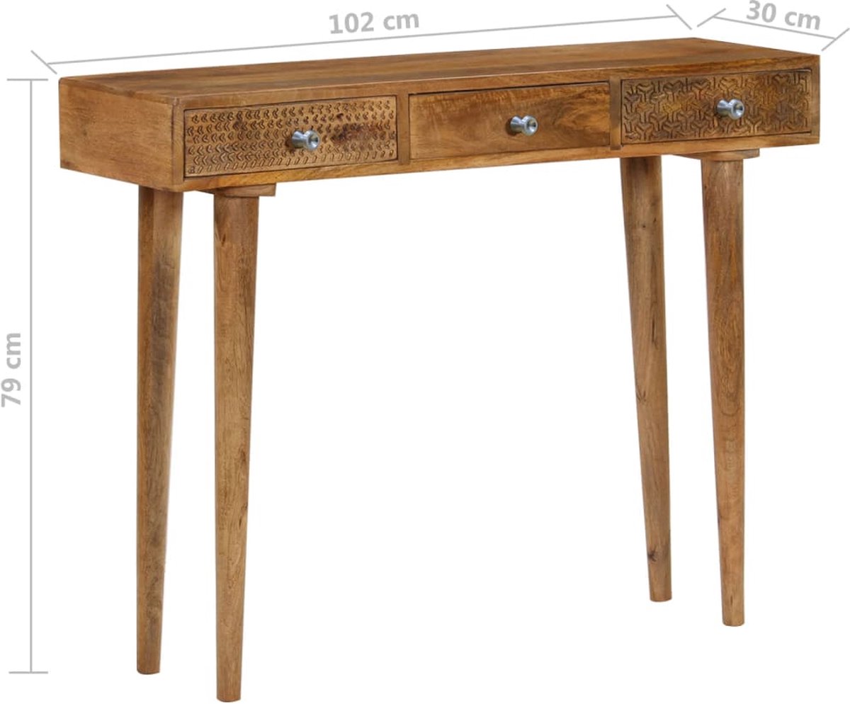Vidaxl Wandtafel 102x30x79 Cm Massief Mangohout - Bruin