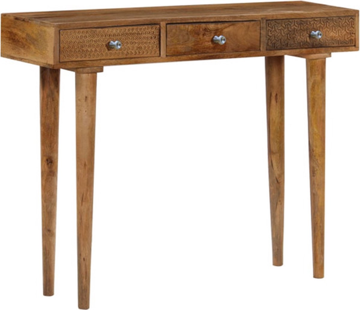 Vidaxl Wandtafel 102x30x79 Cm Massief Mangohout - Bruin