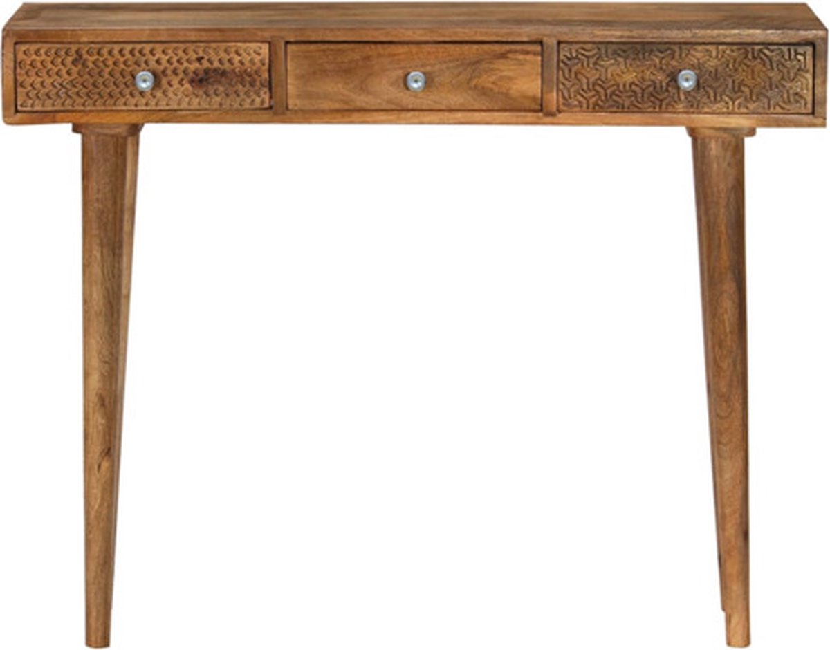 Vidaxl Wandtafel 102x30x79 Cm Massief Mangohout - Bruin