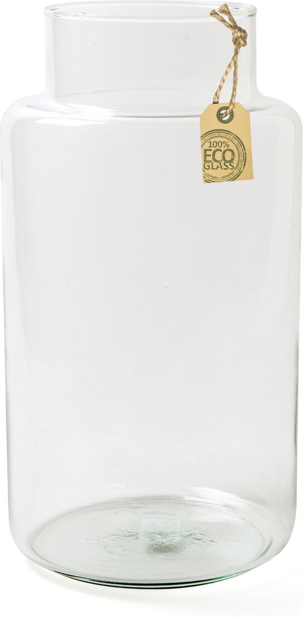 Set Van 2x Stuks Transparante Melkbus Vaas/vazen Van Eco Glas 19 X 35 Cm - Vazen