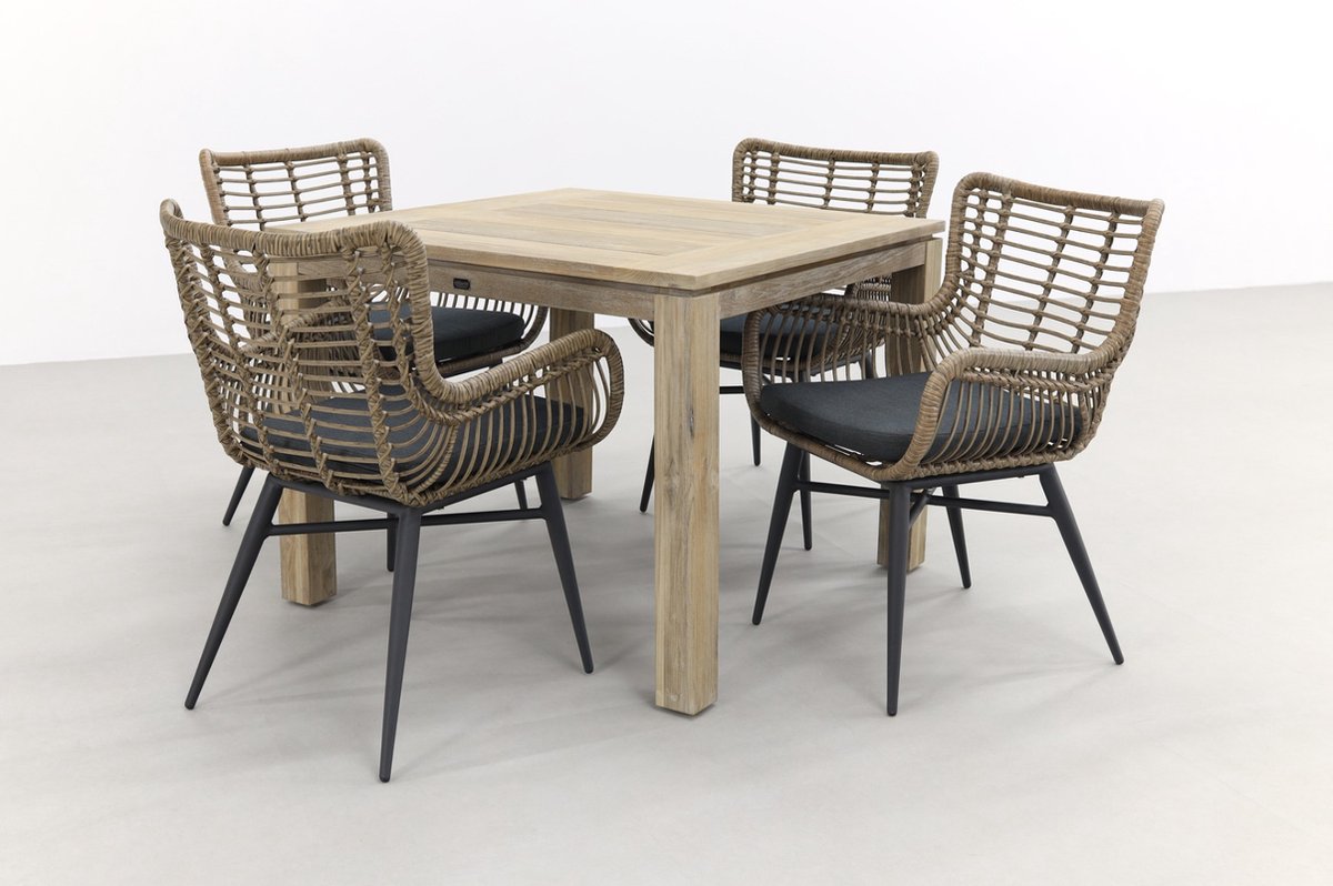 Vdg Jasmine Natural/rome Grey 100 Cm. - Tuinset 5-delig - Bruin