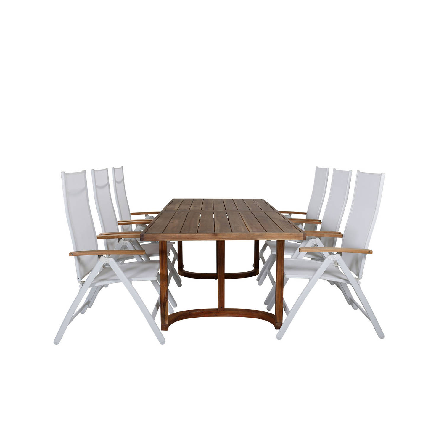 Erica Tuinmeubelset Tafel 100x214cm En 6 Stoel L5pos Panama Wit, Naturel.