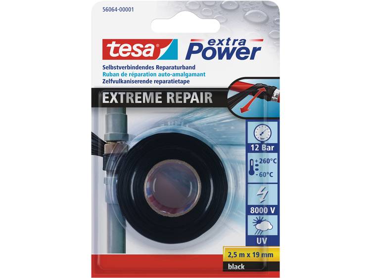 Tesa 56064-01-00 56064-01-00 Reparatietape (l x b) 2.5 m x 19 mm 2.5 m - Zwart