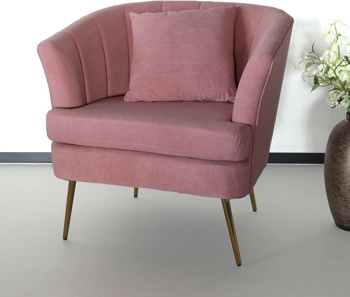 Lizzely Garden & Living Fauteuil Zitbank 1 Persoons Sien Velvet Stoel - Roze